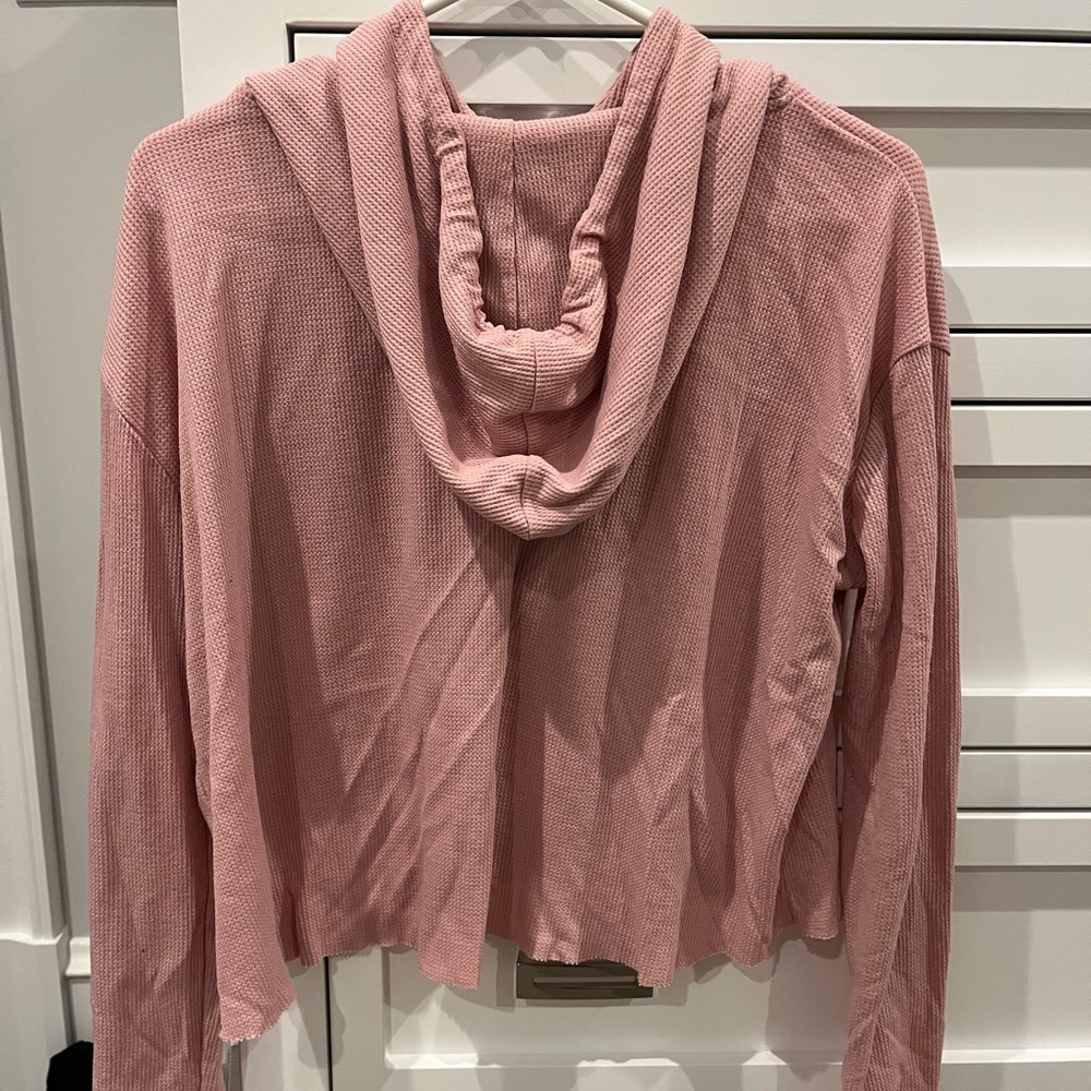 Mikey and Joey pink cropped waffle sweatshirt